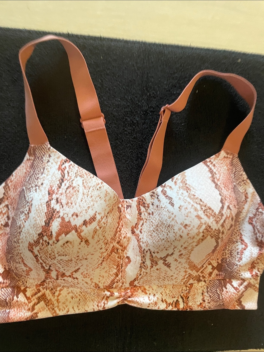 Victoria's Secret Snake Print Wireless Bra in Rust and Cream